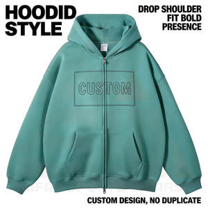 Sudadera con capucha y cremallera para hombre, de invierno, con estampado 3D y bordado, de alta calidad, oversize, de forro polar, con bolsillo, lavado ácido, 300g, al por mayor - Product Image 5