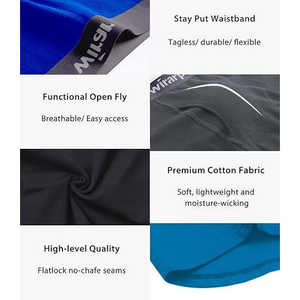 Calzoncillos Bóxer Clásicos de Algodón Elástico para Hombre, Abertura Frontal, Sin Etiqueta, Pierna Regular, Fabricación OEM, Tejido de Punto, Antibacterianos - Product Image 2
