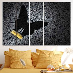 Impression sur toile Butterfly Shadow : panneau d'art mural graphique avec motif de chenille, ensemble de 5 toiles - Product Image 1