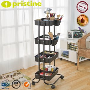 MIT ชั้นเก็บของ4ชั้นวางในบ้านแบบ DIY รถเข็นเครื่องมือยูทิลิตี้แบบใหม่พร้อมโครงสร้างแบบสี่ล้อดีไซน์แบบแพลตฟอร์มผู้ผลิตไต้หวัน - Product Image 3