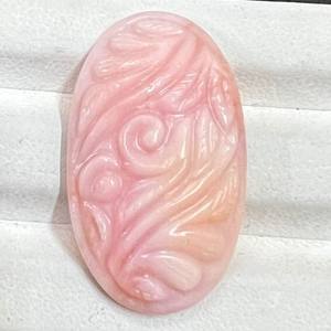 Art moghol fait à la main sculpture ovale coupe rose opale pierre précieuse effet de changement de couleur naturelle 24x20mm pour l'utilisation de bijoux en vrac - Product Image 1