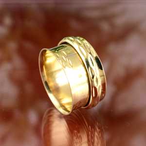 New Arrival Trendy Brass <b>Ring</b> Boho Hammered <b>Rings</b> For Women 18k Gold Plated Minimalist Textured Band <b>Ring</b> For Wholesale/OEM/ODM - Product Image 2
