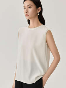 Summer Women's Fashionable Simple Solid Color <b>Vest</b> Base Silk Pullover Casual Satin Crewneck Short Sleeve <b>Top</b> Girls T-Shirts - Product Image 3