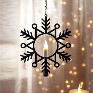 Support de bougie suspendu en forme d'étoile rouge avec motif en relief, décoration suspendue sans flamme pour la décoration de la maison à Noël - Product Image 6