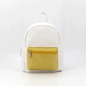 Minimalist White Microfiber <b>Backpack</b> with Front Zip Pocket Lightweight Softback Design Unisex Daily Use Shoulder <b>Straps</b> Handle - Product Image 3