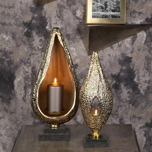 Porte-bougie en métal finition antique, support de bougie pour l'éclairage et la décoration de la maison, ensemble élégant de porte-bougie décoratif - Product Image 1