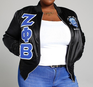 เสื้อแจ็กเก็ตบอมเบอร์ถักโครเชต์ระบายอากาศได้ดีสำหรับฤดูใบไม้ร่วง Zeta phi Beta sority Divine - Product Image 3