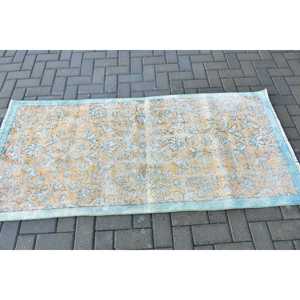 Alfombra Turca de 3x6.3 pies, Alfombra Azul Vintage de Estilo Suroeste - Product Image 3