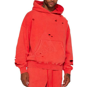 Sweat à capuche vieilli direct d'usine grande taille pour hommes conception personnalisée hiver couleur unie col à capuche couleur unie sweat teint uni - Product Image 2