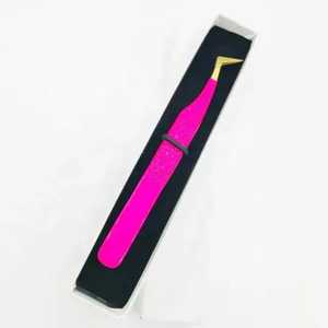 Pinzas de pestañas antiestáticas de precisión de acero inoxidable rosa fuerte Diamond Grip a granel logotipo personalizado herramienta de accesorios de etiqueta privada - Product Image 1