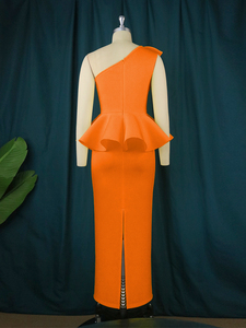 <span class=keywords><strong>Abiti</strong></span> da Sera <span class=keywords><strong>Eleganti</strong></span> per <span class=keywords><strong>Donne</strong></span> Curvy, Monospalla Senza Maniche con Volant - Product Image 3