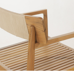 เก้าอี้ไม้สักทันสมัยสำหรับรับประทานอาหารกลางแจ้งพร้อมที่พิงหลังเชือกเฟอร์นิเจอร์ไม้เนื้อแข็งสำหรับลานบ้านหรือคาเฟ่ - Product Image 6