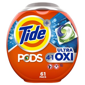 Tide PODS 4 en 1 Ultra Oxi detergente para ropa cápsulas de jabón, alta eficiencia (HE), 61 unidades - Product Image 1