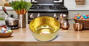 Hammered Medium Size Round Brass Serving Bowl <b>Decorative</b> Kitchenware for Salad <b>Egg</b> Beating Candy Serving Versatile Mixing Bowl - Product Image 2