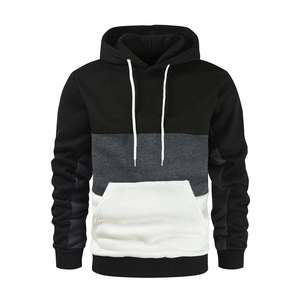 Pulls à capuche pour hommes, patchwork de couleurs, polaire, pull à capuche pour hommes avec des épaules tombantes, nouveautés du printemps, prix de gros - Product Image 2