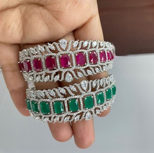 Exquisite <b>Silver</b> Finish Premium Quality CZ Stones Look <b>Bracelet</b> for Wedding and Engagement Collection Party Wear For Women - Product Image 2