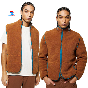 Veste en polaire sherpa à manches amovibles pour homme avec col montant et fermeture éclair, coupe-vent, respirante, écologique - Product Image 6