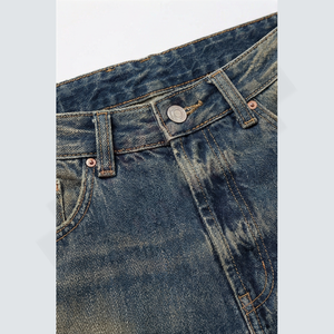 Jeans Hip Hop pour Hommes de Haute Qualité, Nouveau Style Été 2025, Denim Délavé Vintage, Lavable, Boutons, Coupe Droite, Personnalisable, Style Urbain - Product Image 4