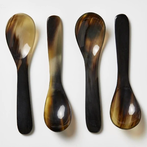Cuchara de cuerno de búfalo pulido de lujo Cucharas pequeñas hechas a mano naturales al por mayor hechas de cuernos para servir de caviar por FWE - Product Image 6