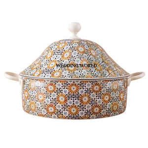 Olla de metal con acabado de cuero con tapa de acabado mate, cazuela de mesa de forma redonda, calentador de alimentos de vajilla de Venta caliente - Product Image 3