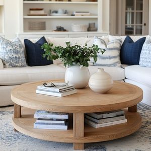 Table basse en bois rustique style ferme, meuble de salon au fini vieilli, allure naturelle pour des thèmes intérieurs chaleureux - Product Image 1
