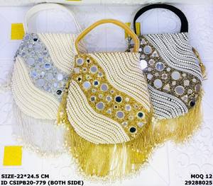 Bolso Potli de Novia con Cuentas, Diseño Sólido, Capacidad de 1-1.9L, Cierre Dori, Correa de Anillo, Multifuncional para Fiestas Nocturnas - Craftstages - Product Image 4