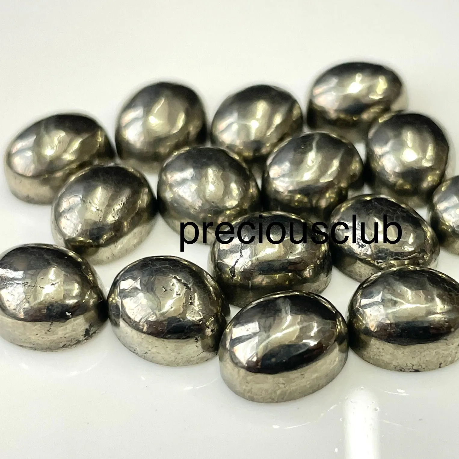 Kualitas Super Top alami pirit 4x6mm sampai 10x12mm Oval Cabochon AAA