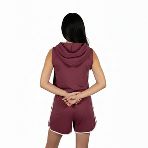 Conjunto de 2 Piezas de Sudadera con Capucha y Pantalones Cortos para Mujer, 100% Algodón, Transpirable y de Secado Rápido, Alta Calidad de Fabricante OEM - Product Image 2