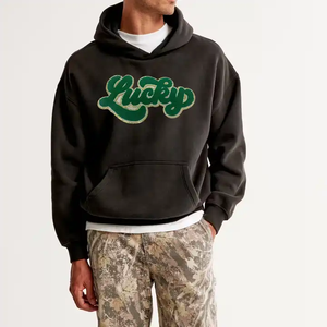 High Quality Customized 100% Cotton Heavy Weight <b>Thermal</b> <b>Hoodies</b> With Chenille Embroidery Patch Pullover <b>Hoodies</b> for Winters - Product Image 2