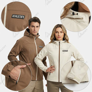 Veste Softshell Unisexe 100% Polyester Imperméable Coupe-Vent Légère Fermeture Éclair Antibactérienne Capuche Vêtement d'Extérieur Randonnée Aventure - Product Image 2