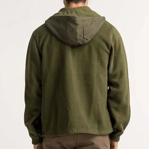 Sweat à capuche en polaire de coton pour hommes hiver lourd 100% coton polaire solide conception doublure Streetwear zip-up - Product Image 2