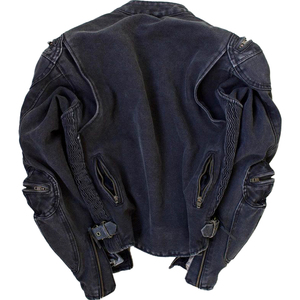 Chaquetas vaqueras para motocicleta para hombre, cuello levantado, dos bolsillos con cremallera, tapeta con cremallera, chaqueta vaquera ajustada, abrigo para hombre - Product Image 5
