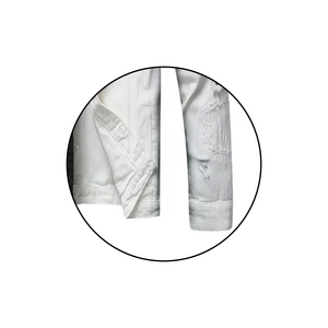Veste en jean unisexe décontractée d'hiver bleu rue haute qualité dentelle surdimensionnée décorée longue capuche poches sur pied tissu lavé - Product Image 6