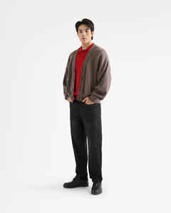 Cárdigan de Hombre de Alta Calidad, Estilo Casual Otoñal, Manga Larga, Cuello en V, Corte Holgado, Logotipo Privado Personalizado Bordado, 100% Algodón Tejido - Product Image 6