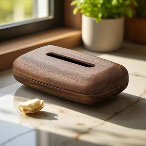 Boîte à mouchoirs rectangulaire en bois de noyer noir massif, artisanale, haut de gamme et durable, support classique pour distributeur de mouchoirs faciaux - Product Image 2