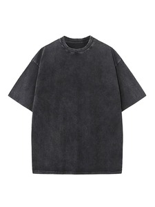 Camiseta Básica Unisex de Verano, 120/180g, de Algodón Peinado, Lavada, Color Sólido, Antiencogimiento, Estilo Vintage Desteñido, Manga Corta Extra Grande para Hombre y Mujer - Product Image 4