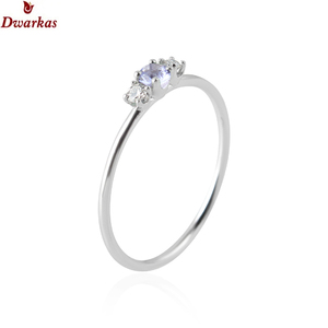 Dwarkas R009856_TZN Bague élégante et minimaliste en argent sterling S925 sertie de tanzanite certifiée, haute qualité, pour soirée - Product Image 2