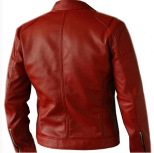 แจ็กเก็ตหนังผู้ชายแฟชั่นฤดูหนาวสีทึบมีซิปสำหรับผู้ชายแจ็คเก็ตลำลองหนังแท้แฟชั่นใหม่ - Product Image 2