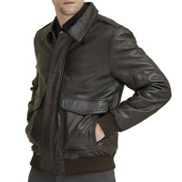 Veste de pilote en cuir véritable pour homme, veste bomber classique d'aviateur, veste de vol en cuir de vachette noir, fabricant OEM sur mesure