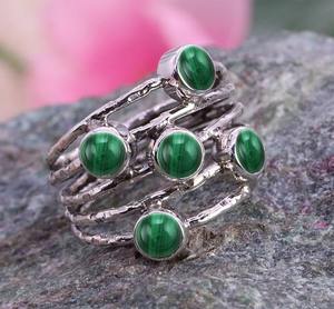 สปินเนอร์พลอยสีเขียวทึบแหวนเงินแท้925เครื่องประดับอัญมณีมรกตเงินแท้สำหรับเป็นของขวัญแหวนดีไซเนอร์ - Product Image 2