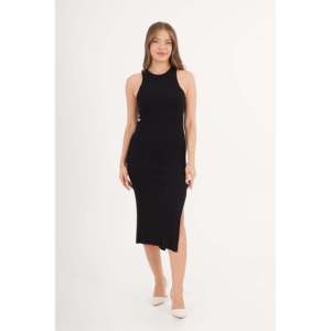 Robe moulante en maille à col halter, noire, pour la vente en gros, collection saisonnière - Product Image 5