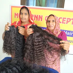 100% vendor Virgin mentah mesin pemrosesan kimia kain ganda bundel keriting ekstensi rambut India manusia