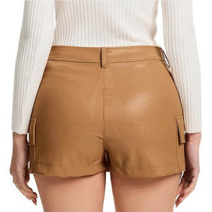 Shorts en cuir respirants et coupe-vent personnalisés pour femmes, style streetwear, décontractés, taille élastique régulière, écologiques - Product Image 4