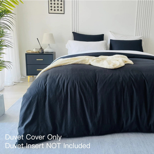 Tùy chỉnh màu đen Reversible <span class=keywords><strong>Comforter</strong></span> thiết lập không gây dị ứng chần tấm ga trải giường cho nhà có thể giặt Duvet cover bedding Set - Product Image 3