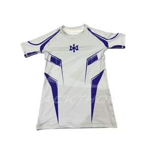 Chemises de compression à manches courtes pour hommes adultes, coupe ajustée, motif 3D, respirantes, protection contre les éruptions cutanées, vêtements de fitness, BJJ MMA, couture tissée - Product Image 4