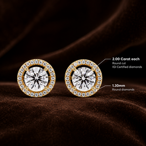 Pendientes Solitarios Convertibles al por Mayor, Oro Puro de 14k, Diamantes Cultivados en Laboratorio de Corte Redondo, con Halo Desmontable, Regalos de Boda - Product Image 1