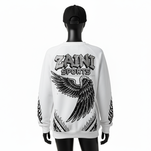 Sudadera de gran tamaño para mujer 380 GSM Premium algodón polar tela blanco estampado de diamantes de imitación logotipo personalizado mujeres sudaderas transpirables - Product Image 2