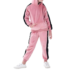 Ensemble de survêtement sportif de haute qualité pour enfants unisexe, respirant, uni, à capuche, deux pièces, hiver 2025 - Product Image 3