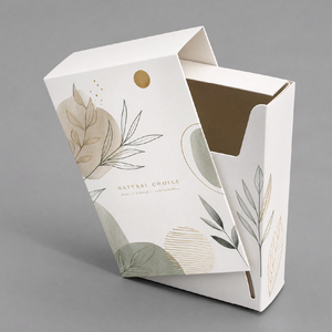 Caja de Papel Blanca con Tapa Deslizante Lateral Ecológica con Logotipo Personalizado, Caja de Embalaje Deslizante con Estampado Botánico para Productos de <span class=keywords><strong>Cigarrillos</strong></span> y Té - Product Image 1
