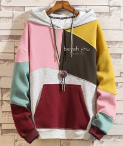 OEM Logo Personnalisé Pull à Capuche pour Hommes Streetwear Tricoté 6 Color Block Sweat Imprimé Personnalisé Dernier Sweat à Capuche - Product Image 3